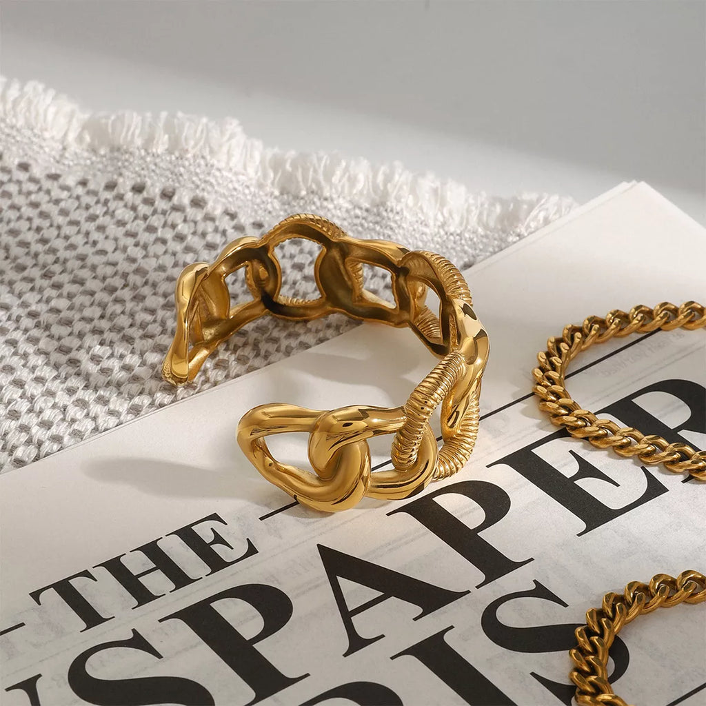 18K Gold-Plated Chain Link Open Bracelet