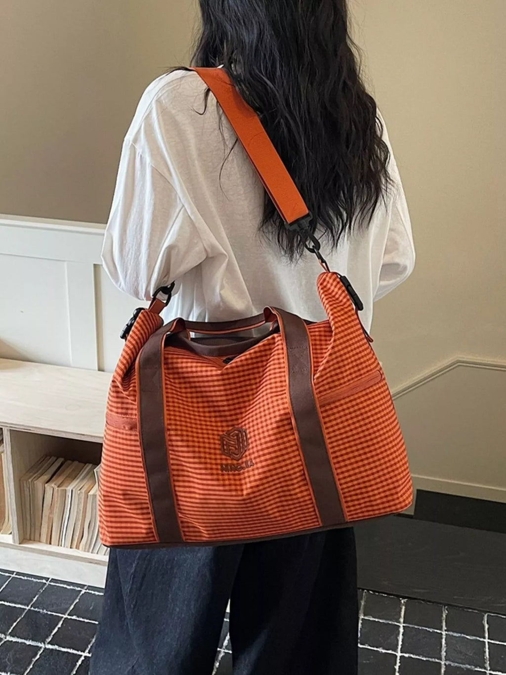 Plaid Oxford Cloth Travel Bag