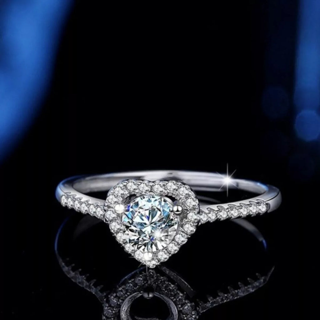 1 Carat Moissanite 925 Sterling Silver Heart Ring