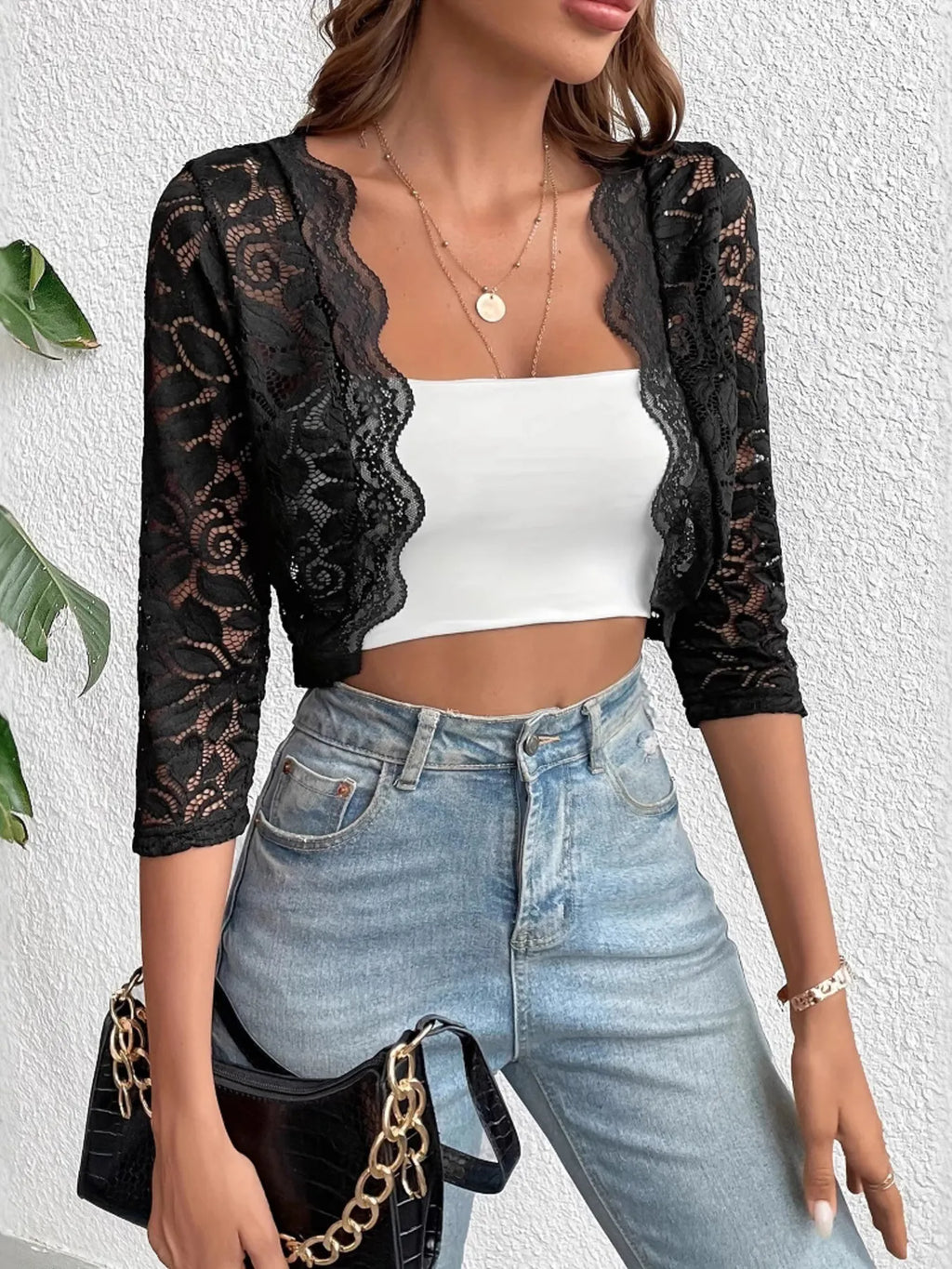Open Front Lace Cardigan