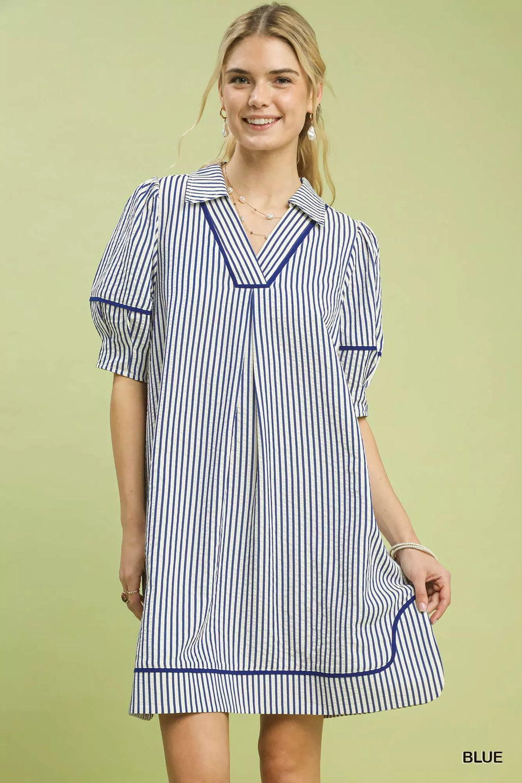 Umgee Stripe Collared Shift Dress