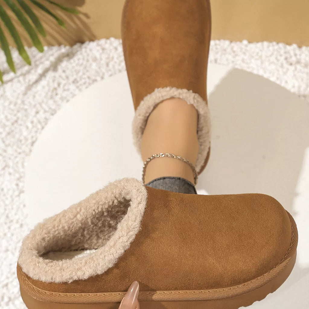 Plush Lined Round Toe Slippers