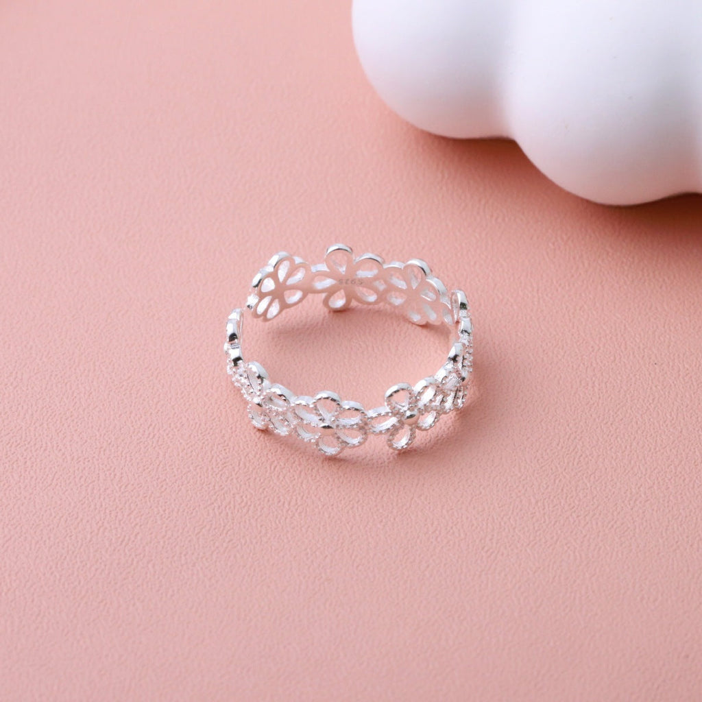 Floral Adjustable Open Ring