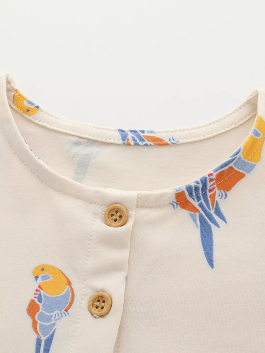 Children's Printed Parrot Button-Front Casual Dress