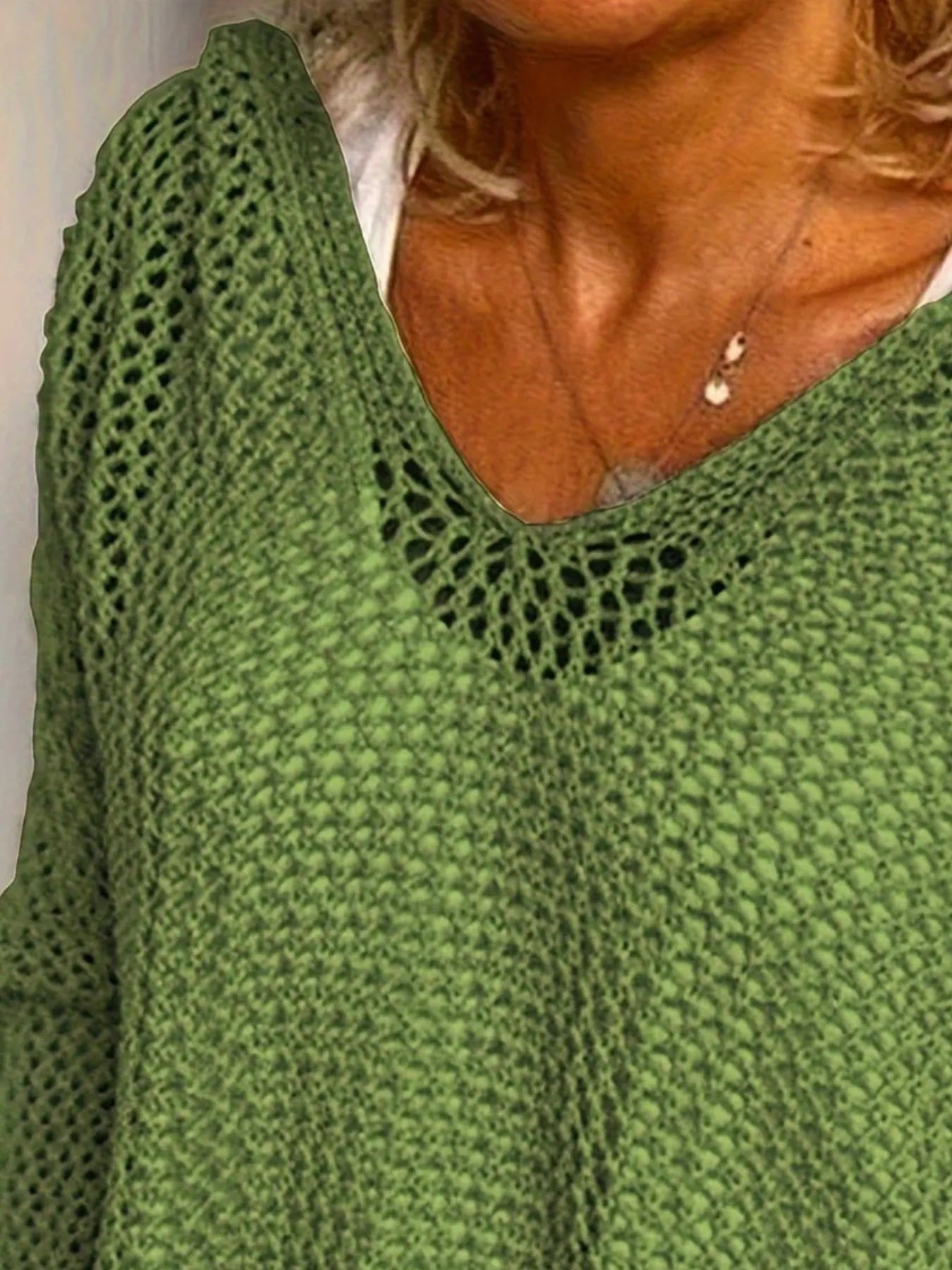 Openwork Long Sleeve Hooded Knit Cover Up