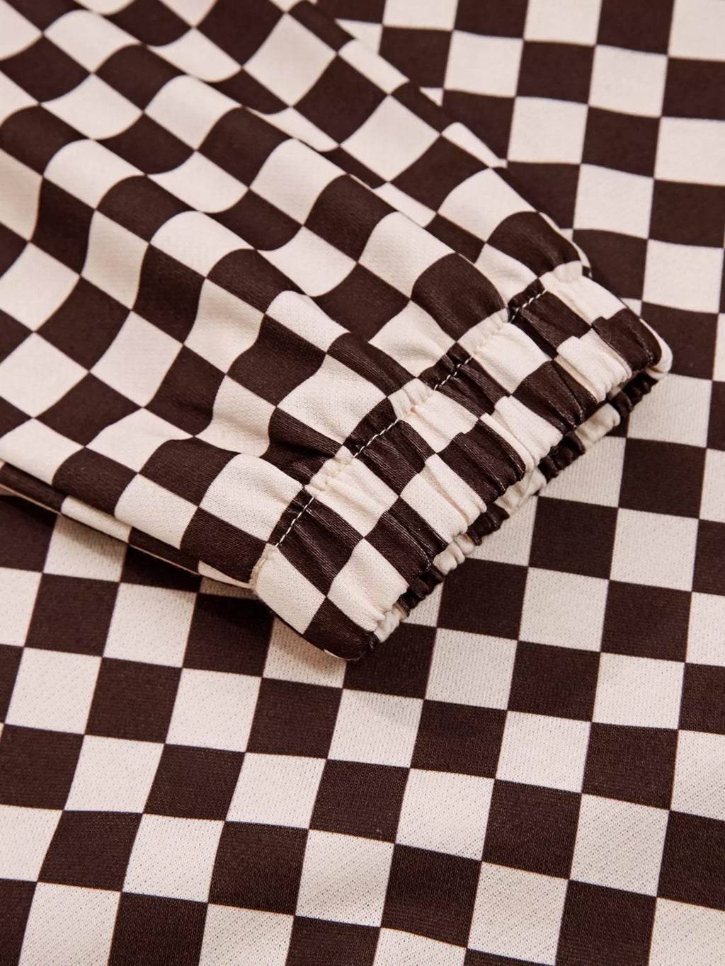 Checkered Drawstring Hoodie and Pants Set