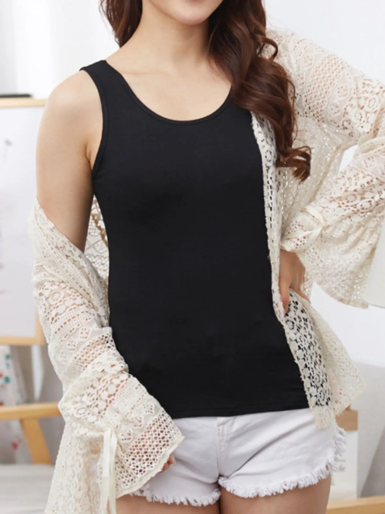 Full Size Scoop Neck Wide Strap Tank Plus Size