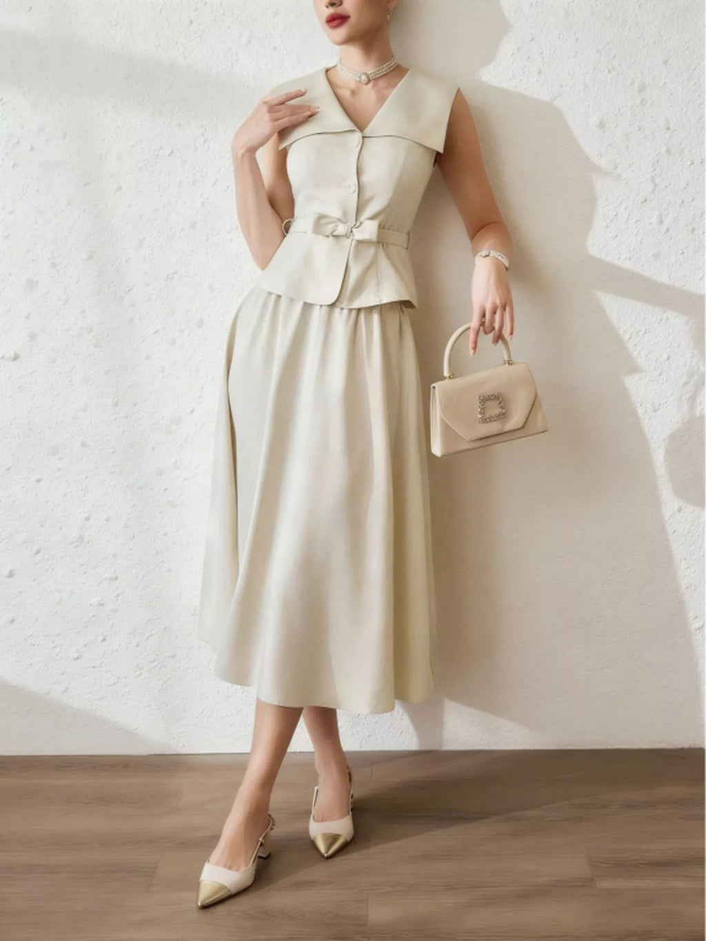 Sleeveless Top and Midi Skirt Set
