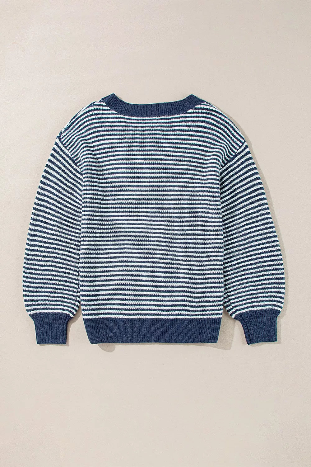 Striped Lantern Sleeve Drop Shoulder Cozy Sweater