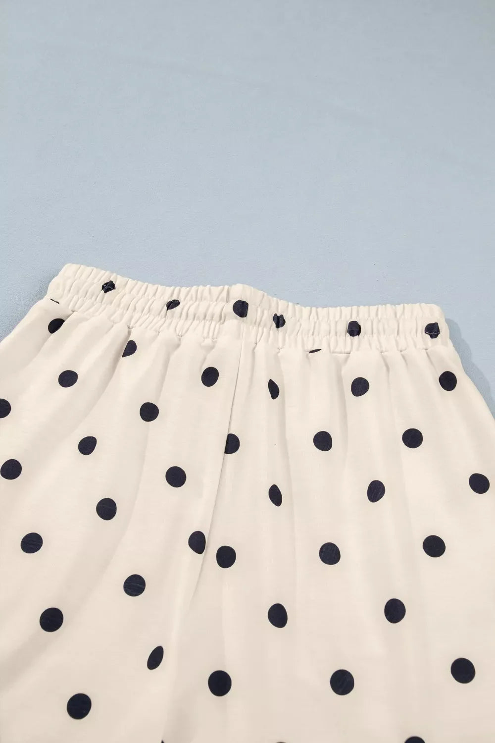 Exposed Seam Detail Polka Dot Loose Tee Drawstring Shorts Set