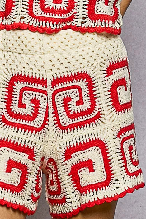 POL Crochet Patterned Shorts
