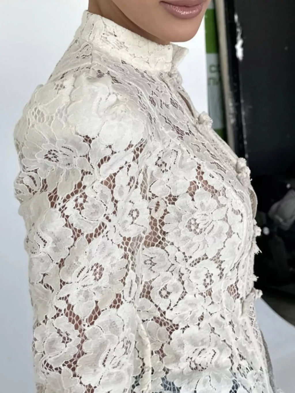 Lace Button-Up Shirt