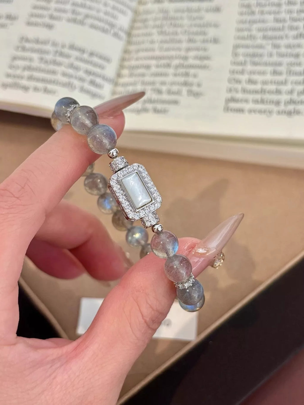Moonstone Bead Geometric Bracelet