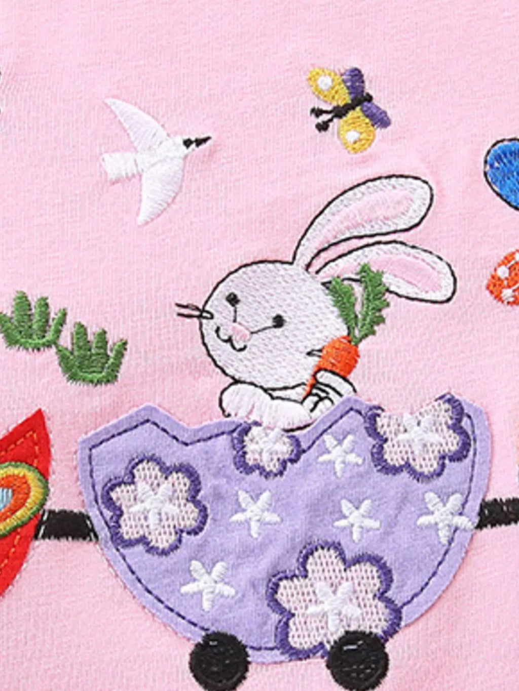 Children's Bunny Train Ruffle Trim Top & Plaid Shorts Set