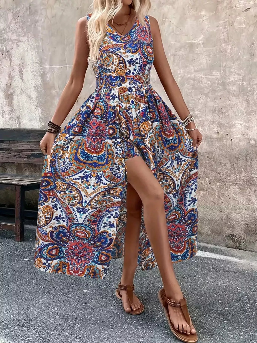 Paisley Print Sleeveless Romper