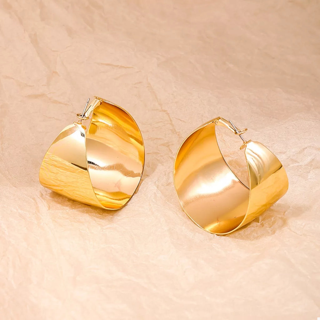 Alloy Wide Hoop Earrings