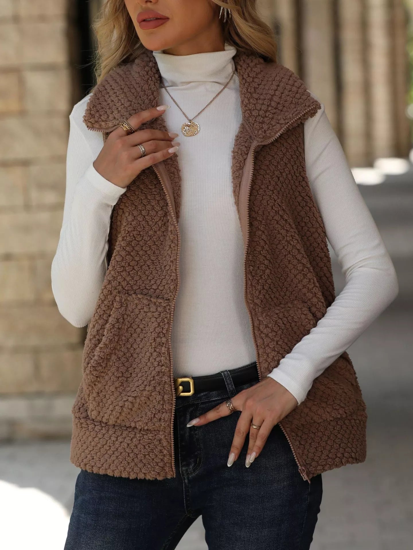 Zip-Up Vest Coat