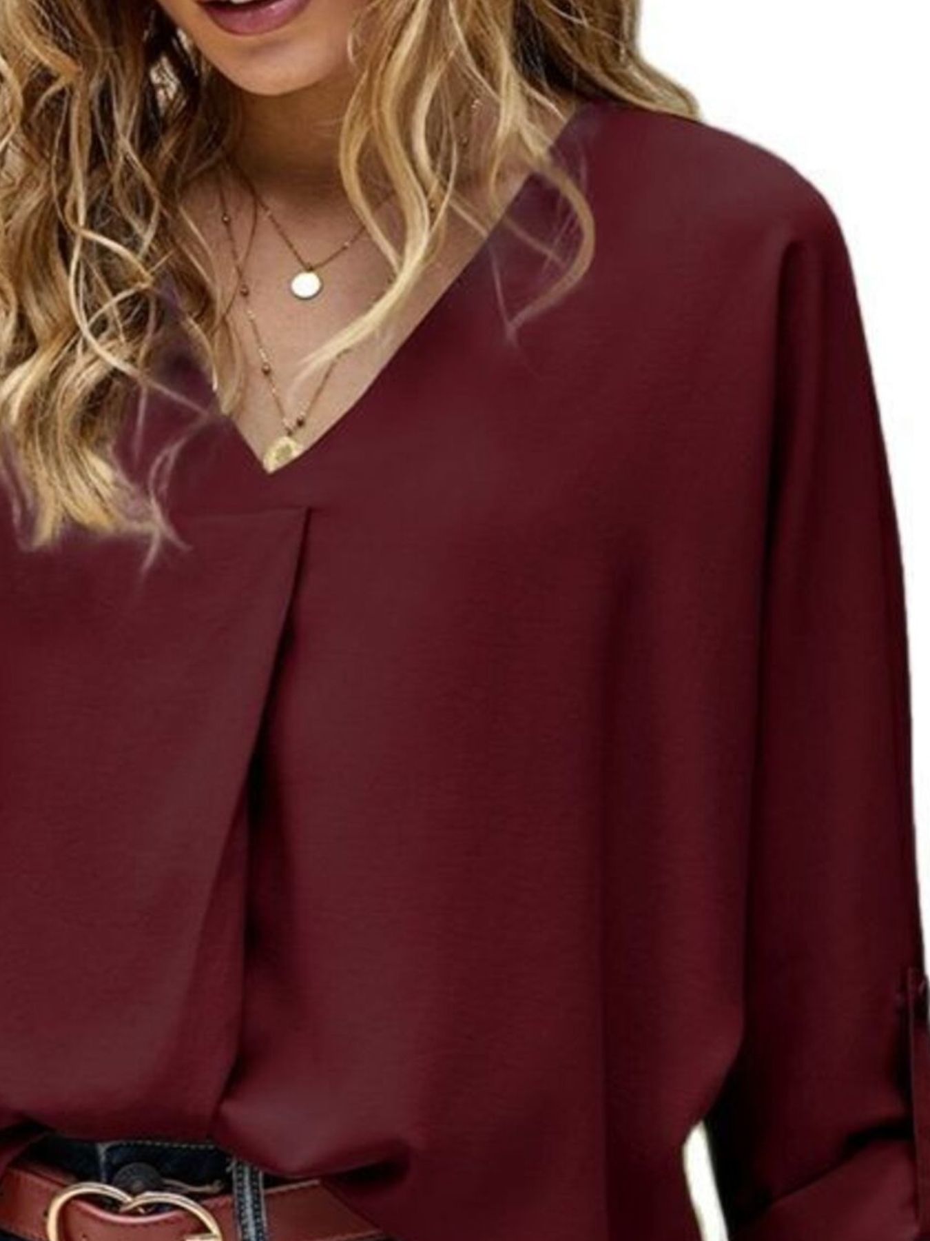 Elegant V-Neck Long Sleeve Blouse