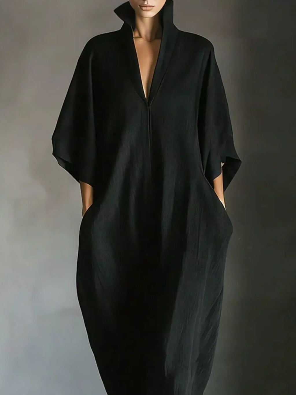 3/4 Sleeve Maxi Dress with Pockets