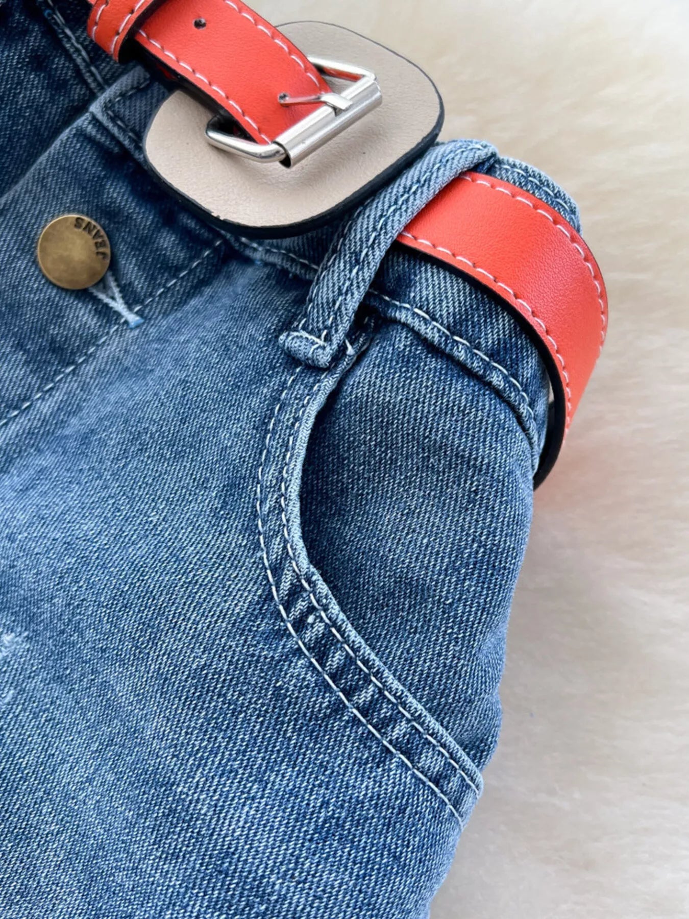 Full Size Striped Patchwork Denim Skirt Plus Size