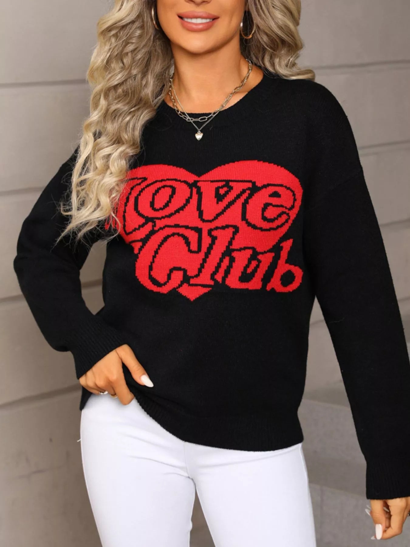 Valentine's Day Love Club Heart Graphic Sweater