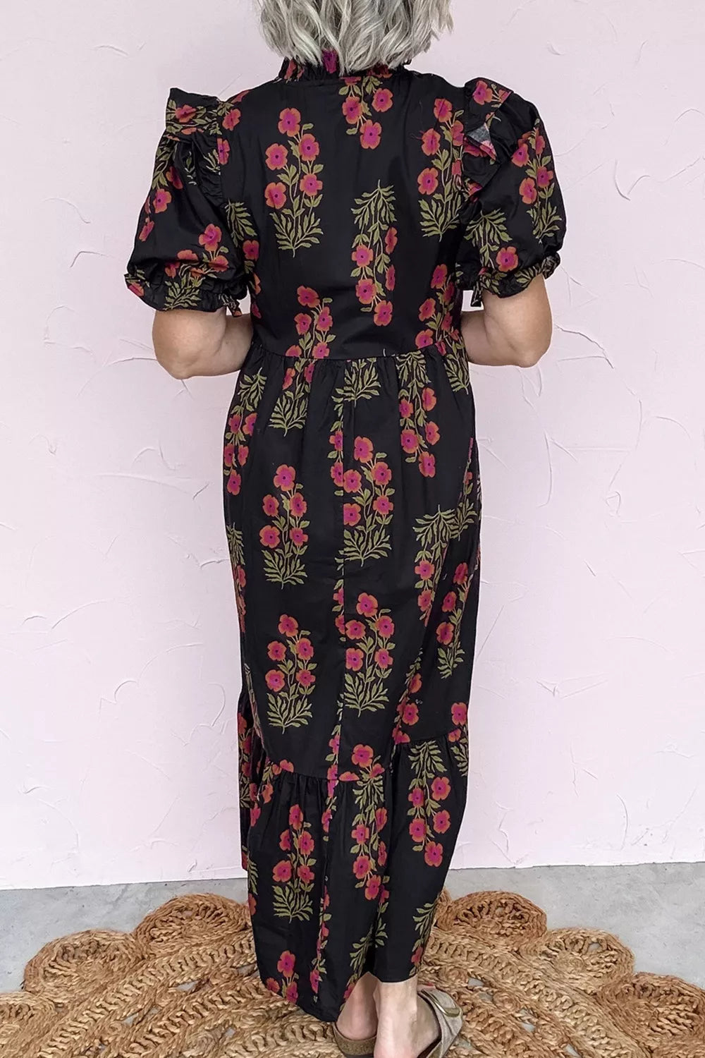 Floral Print Tiered Maxi Dress