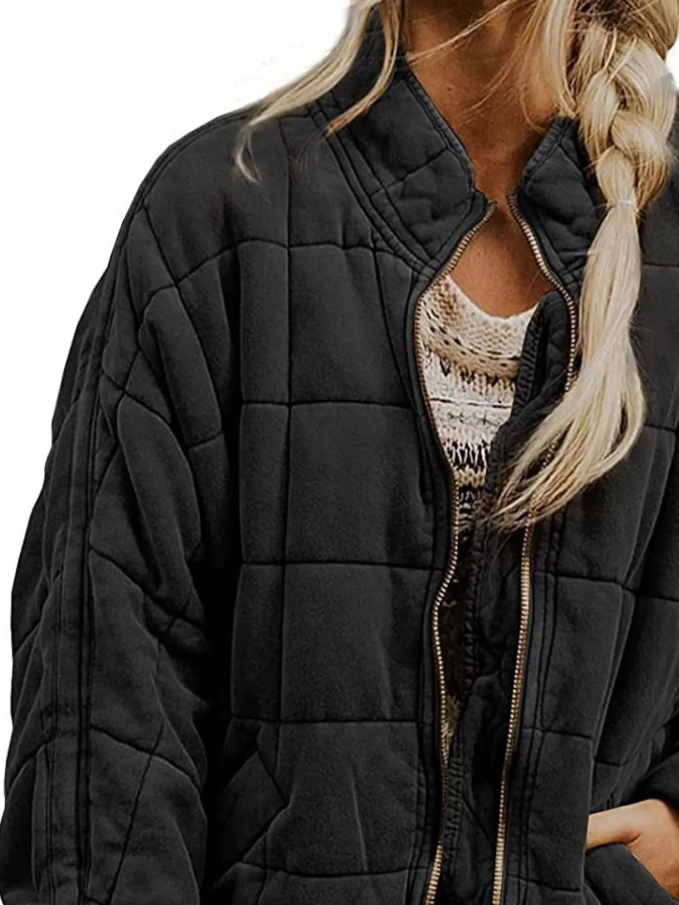 Quilted Zip Up Outerwear