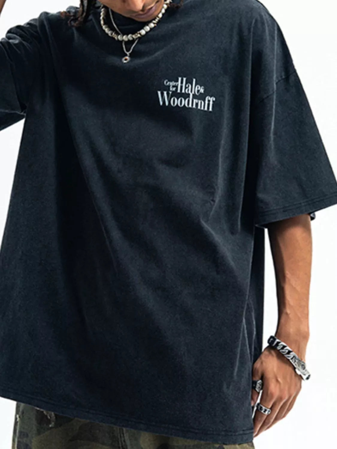 Men's Graphic Back Round Neck Half Sleeve T-Shirt