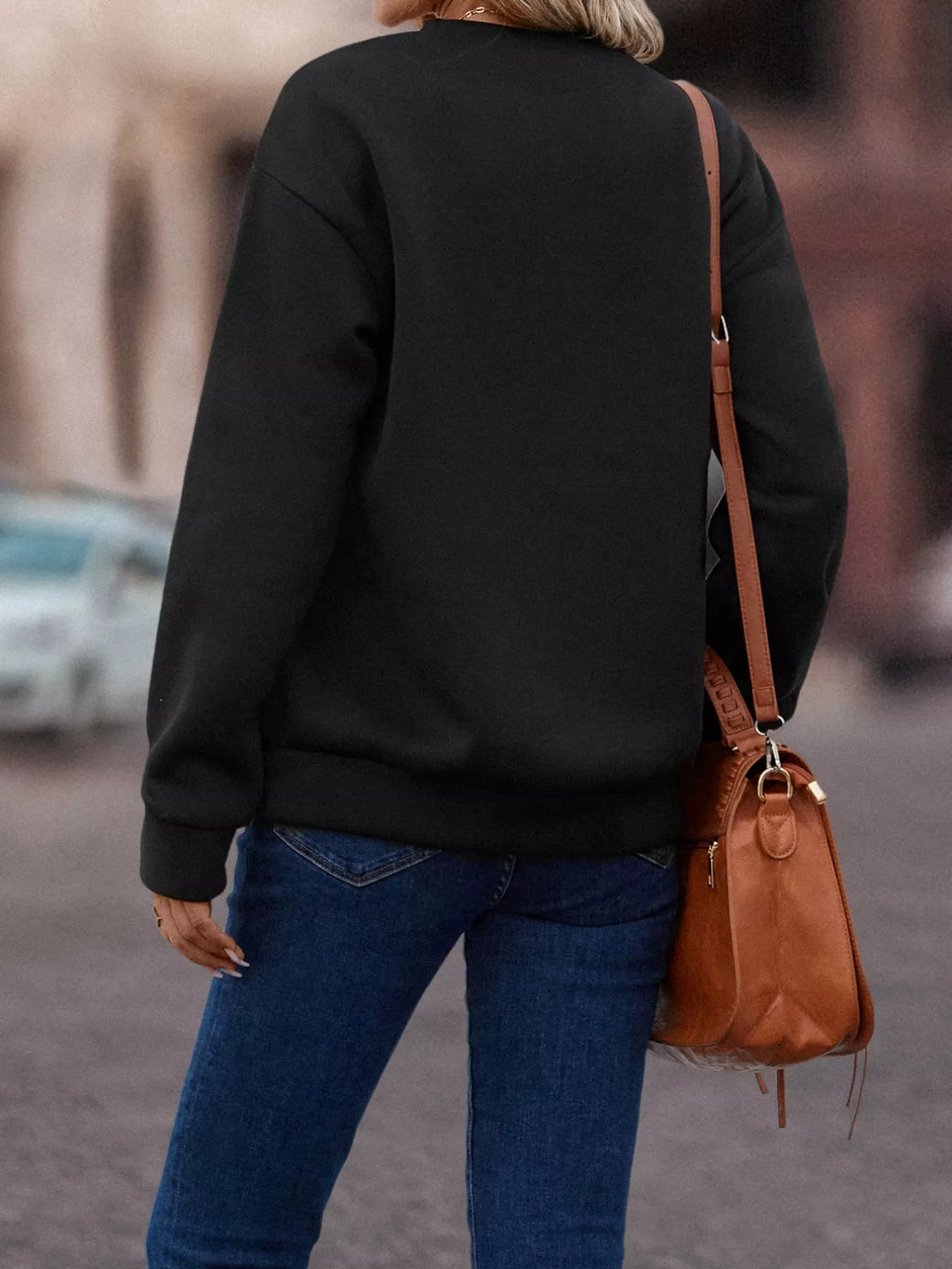 Fringe Trim Crew Neck Sweatshirt