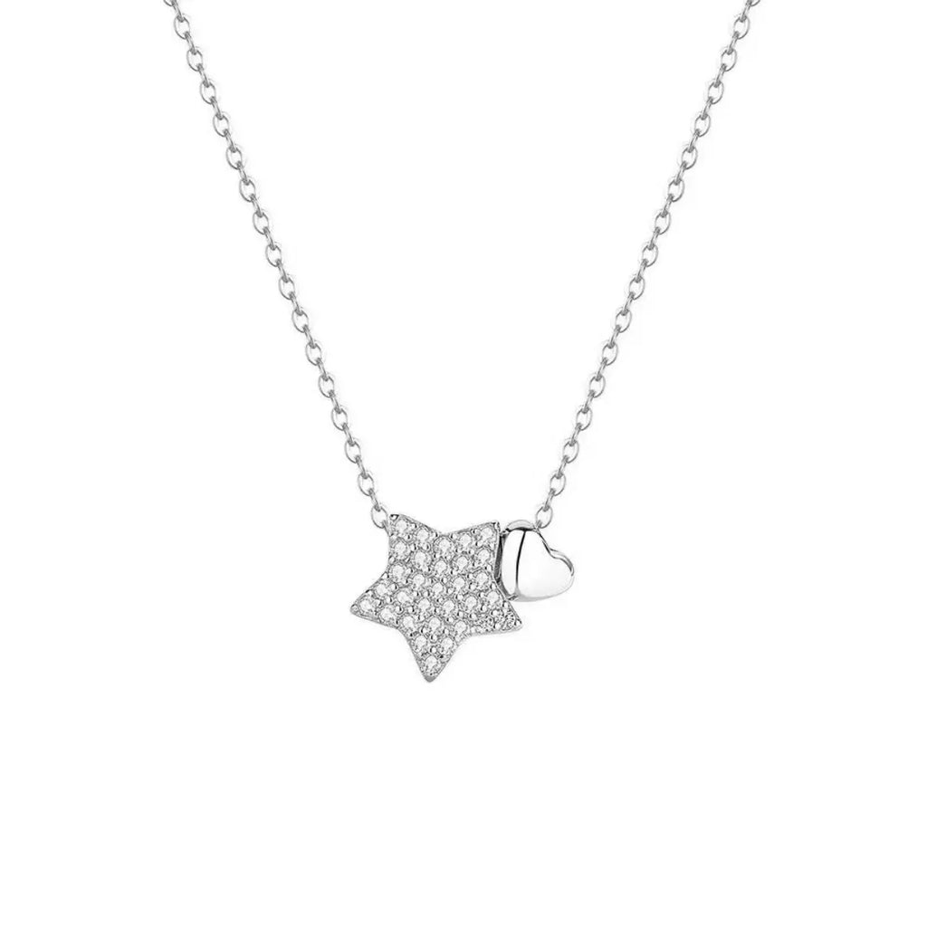 925 Sterling Silver Star Heart Necklace
