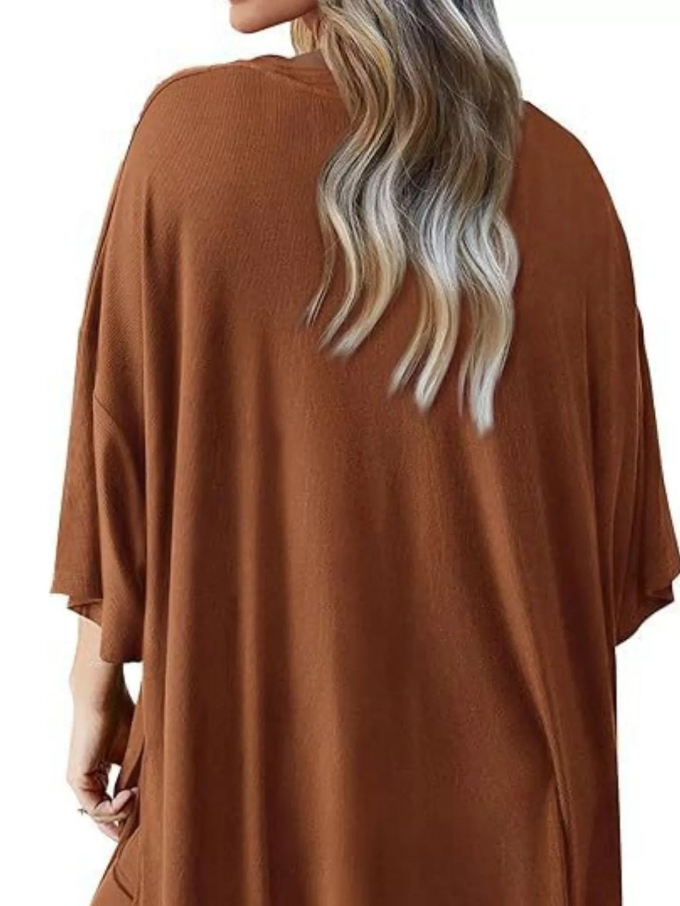 Slit Round Neck Top and Pants Set