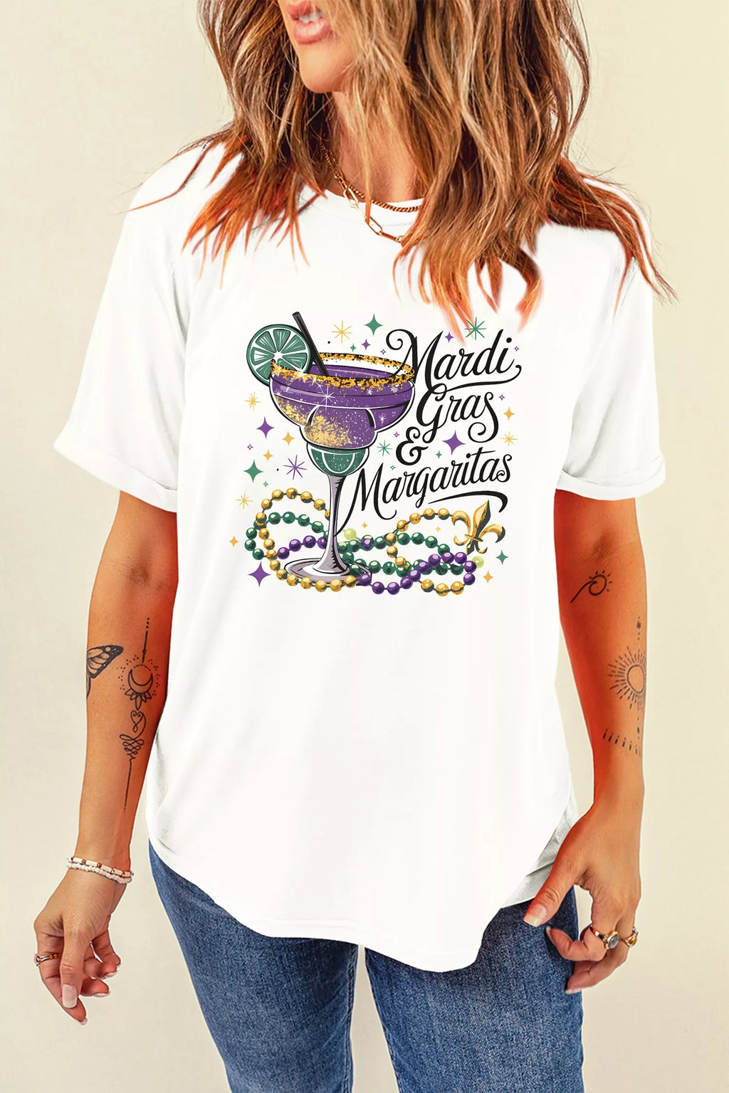 Mardi Gras Margaritas Cheerful Graphic Tee