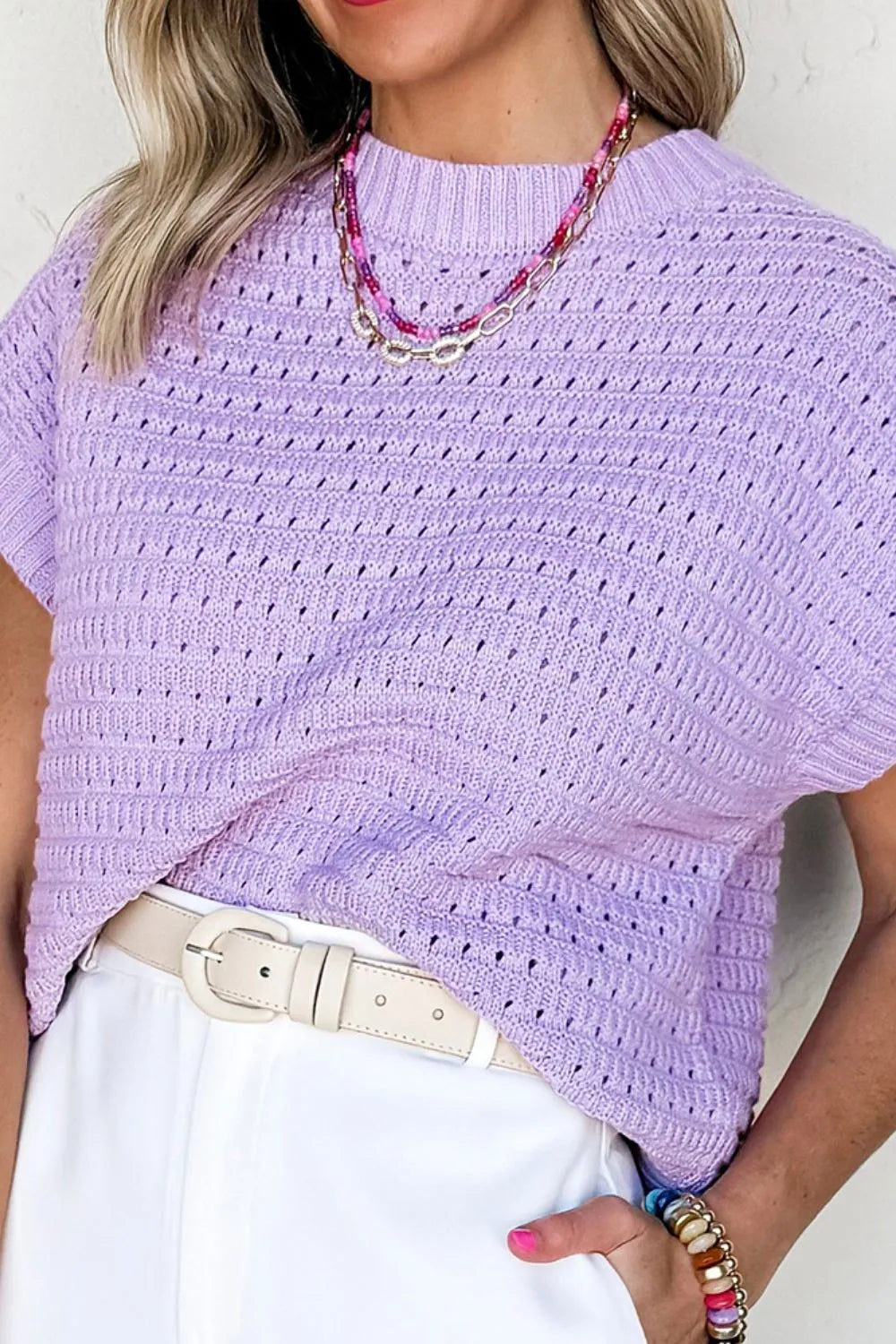 Short Sleeve Knit Sweater Top