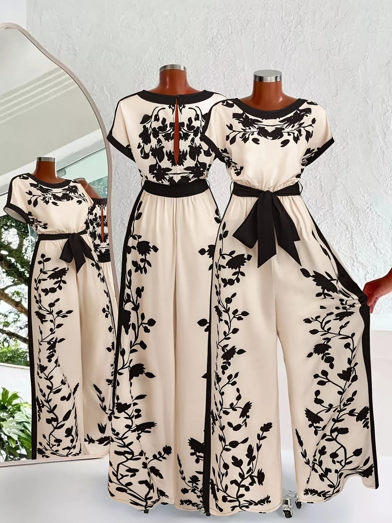 Printed Short Sleeve Wide Leg Jumpsuit