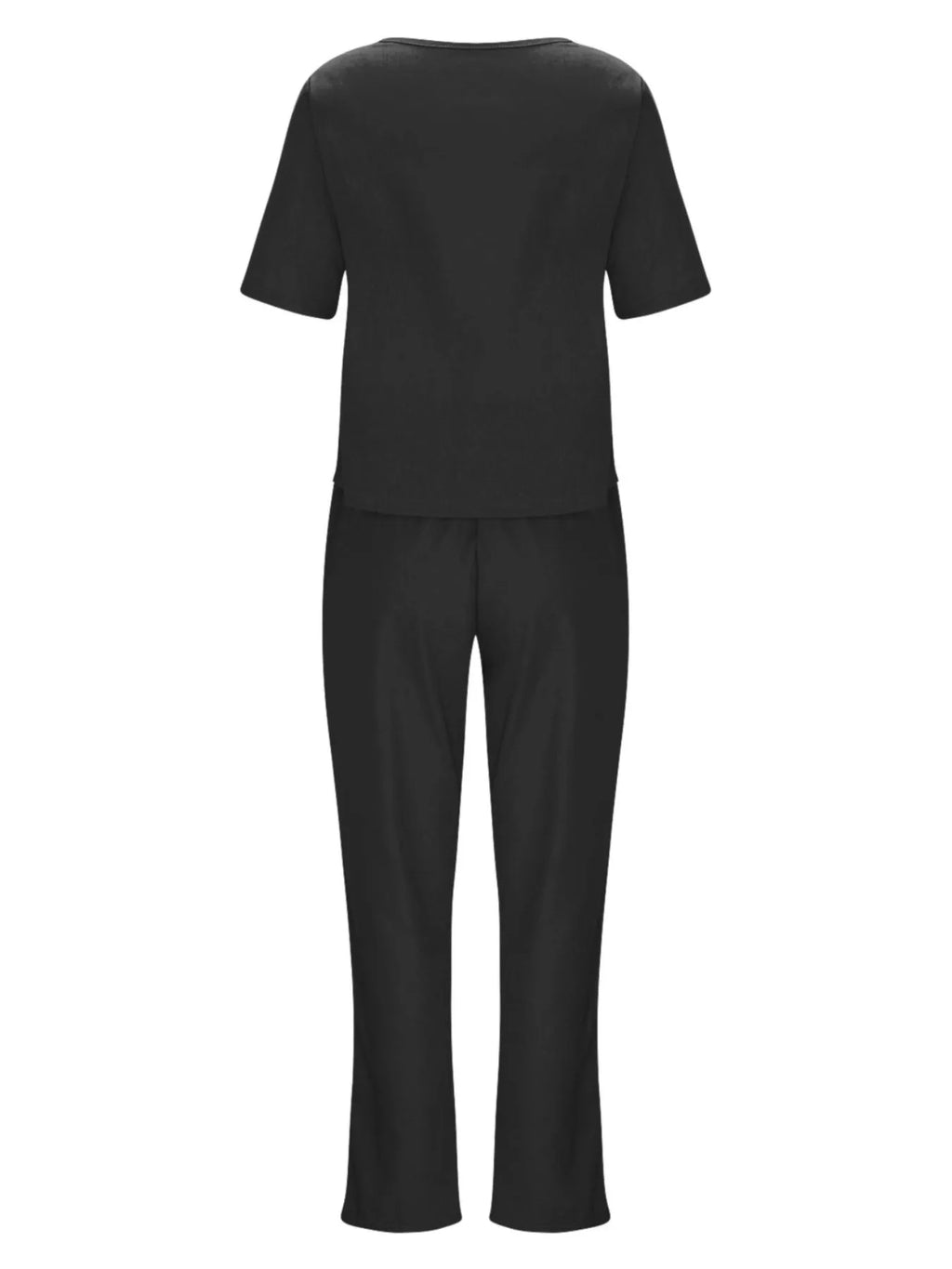 Full Size Round Neck Short Sleeve Top and Pants Set Plus Size