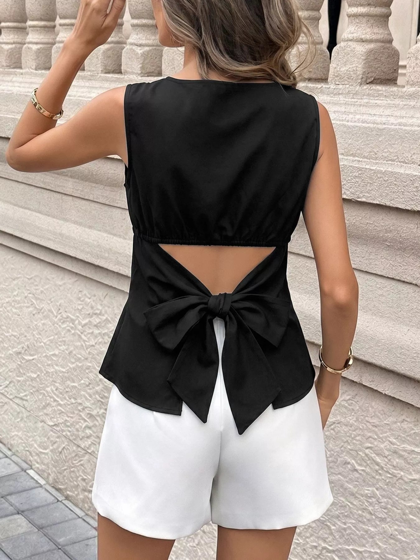 Cutout Back Sleeveless Top