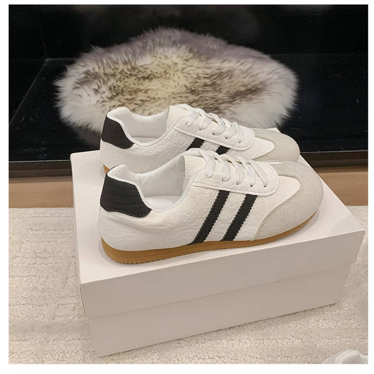 Striped Lace Up Casual Sneakers