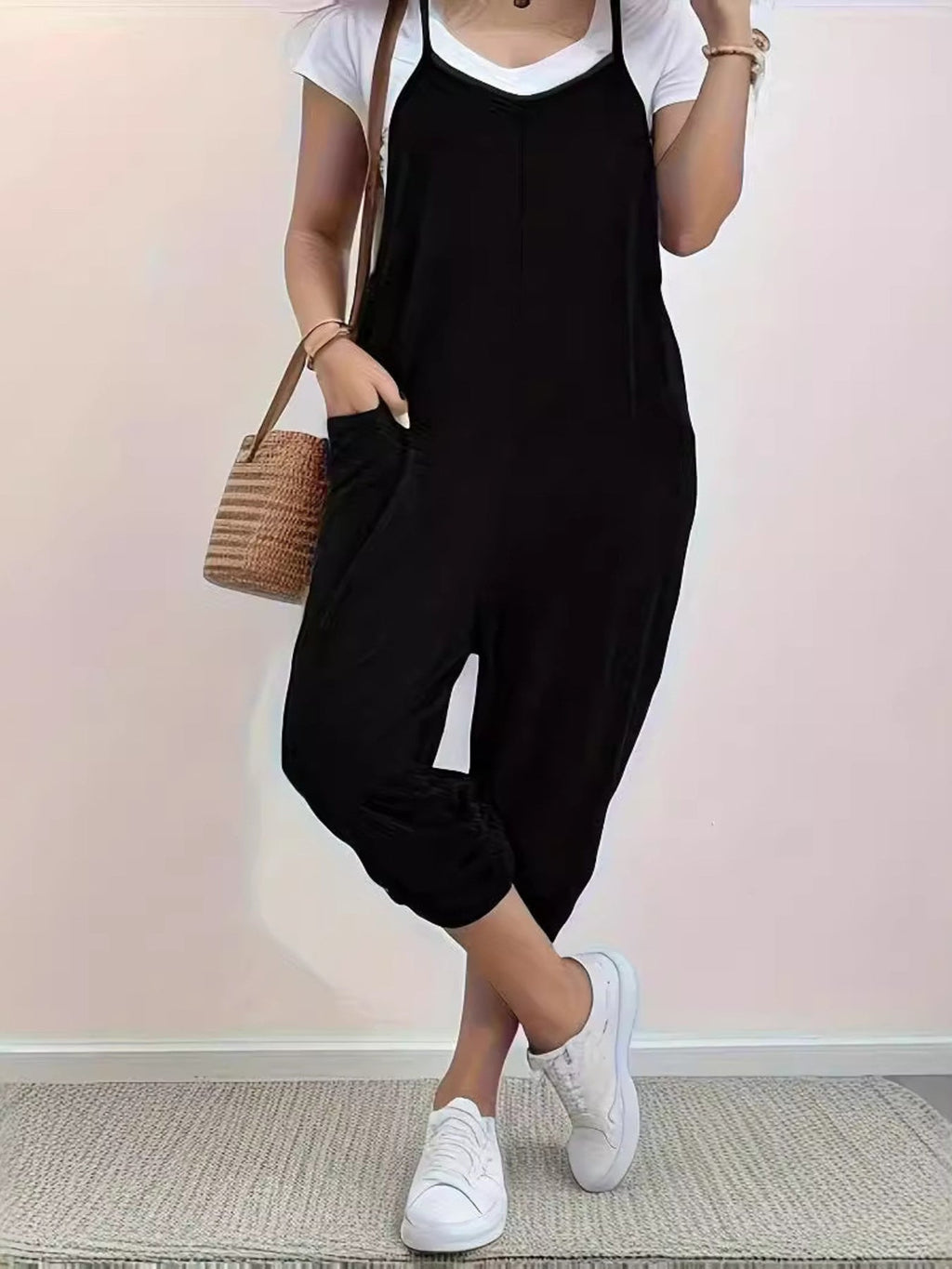 Casual Loose Fit Spaghetti Strap Jumpsuit