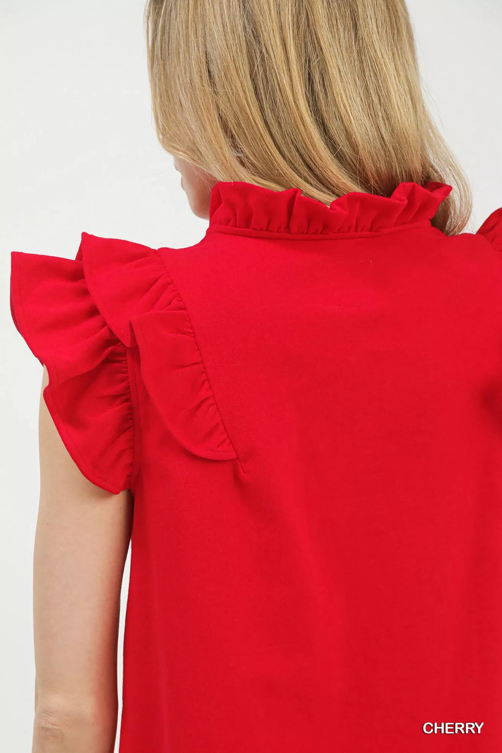 Umgee Ruffle Sleeve V-Neck Top