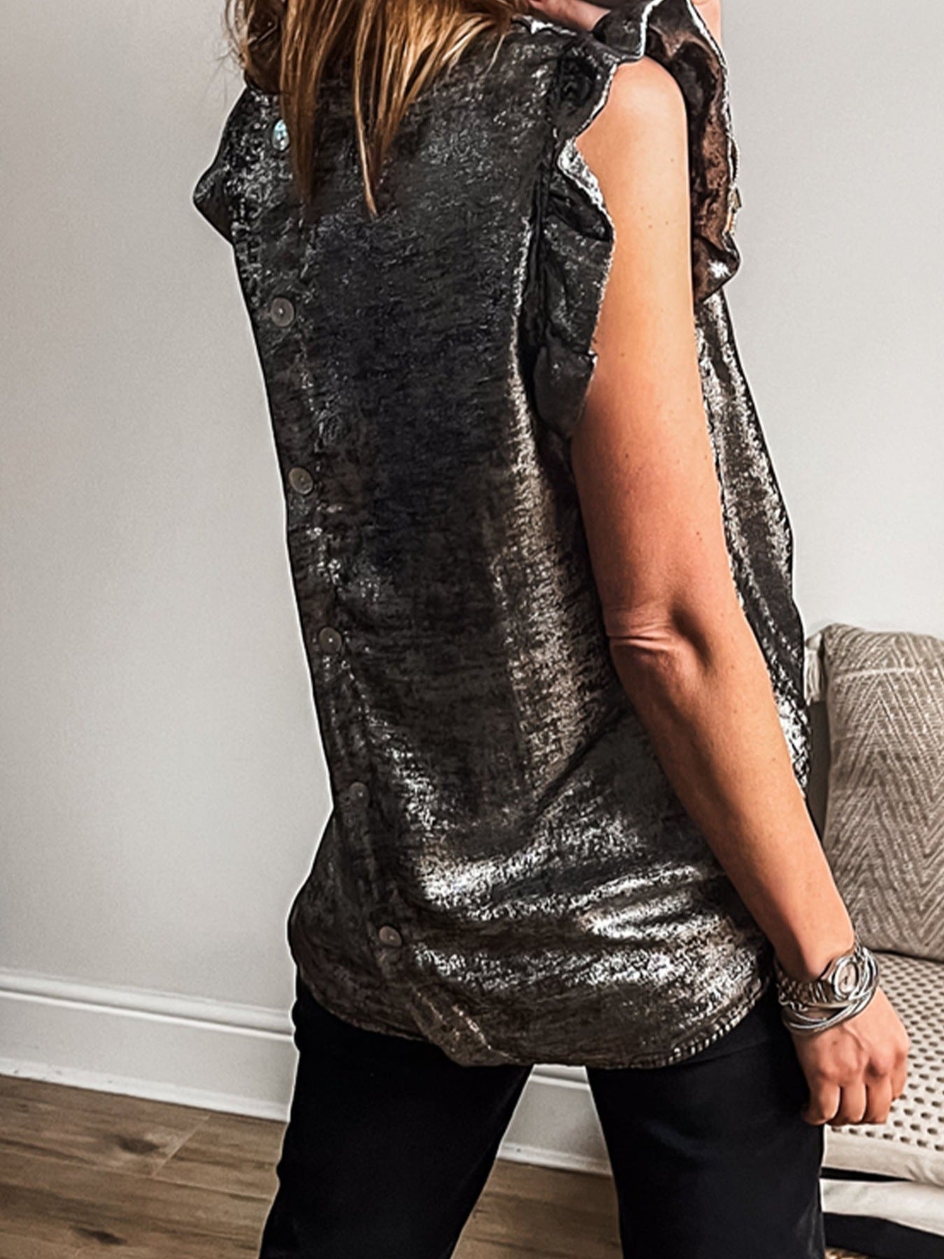 Ruffled Round Neck Tank