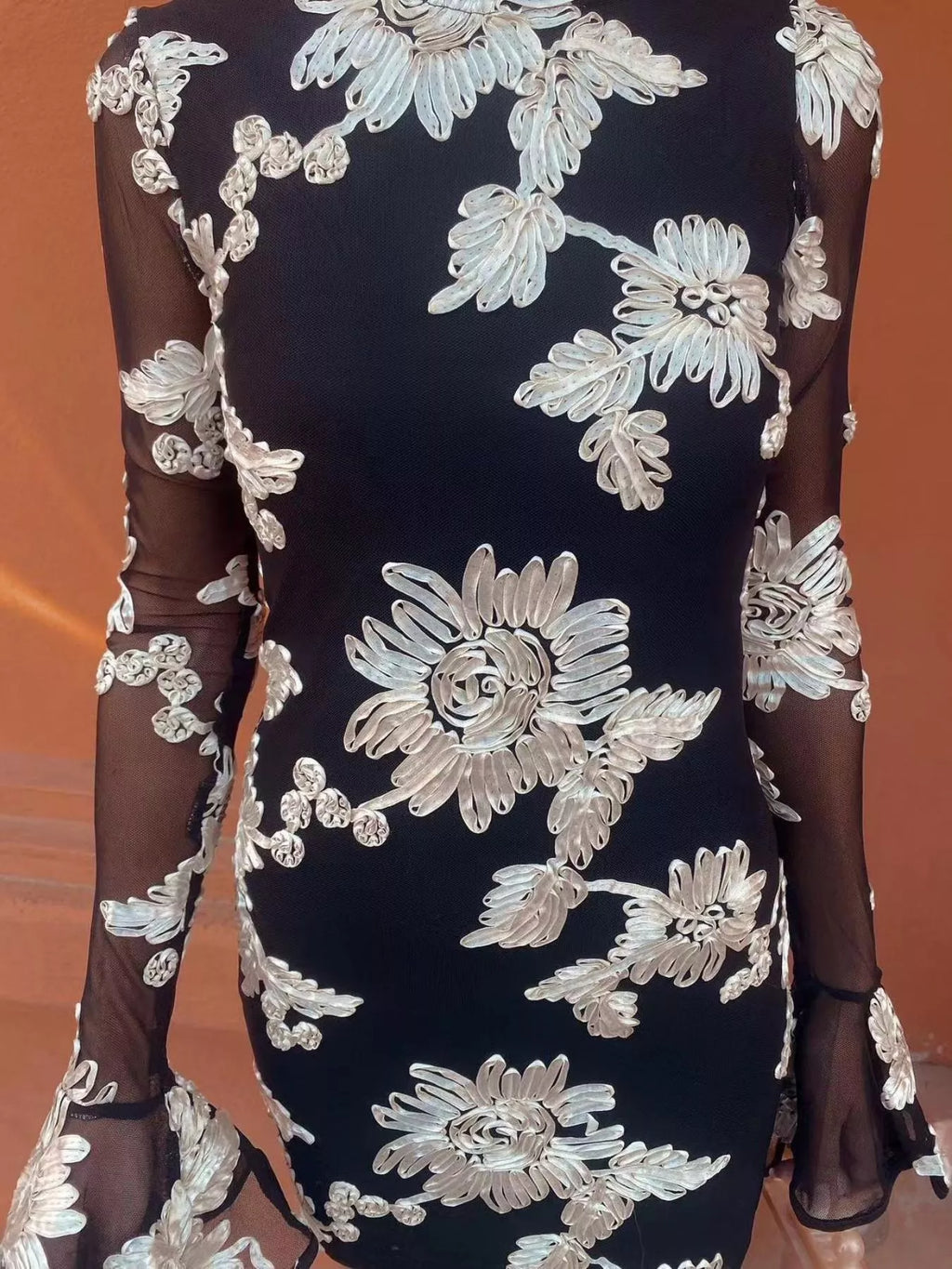Floral Flounce Sleeve Mini Dress