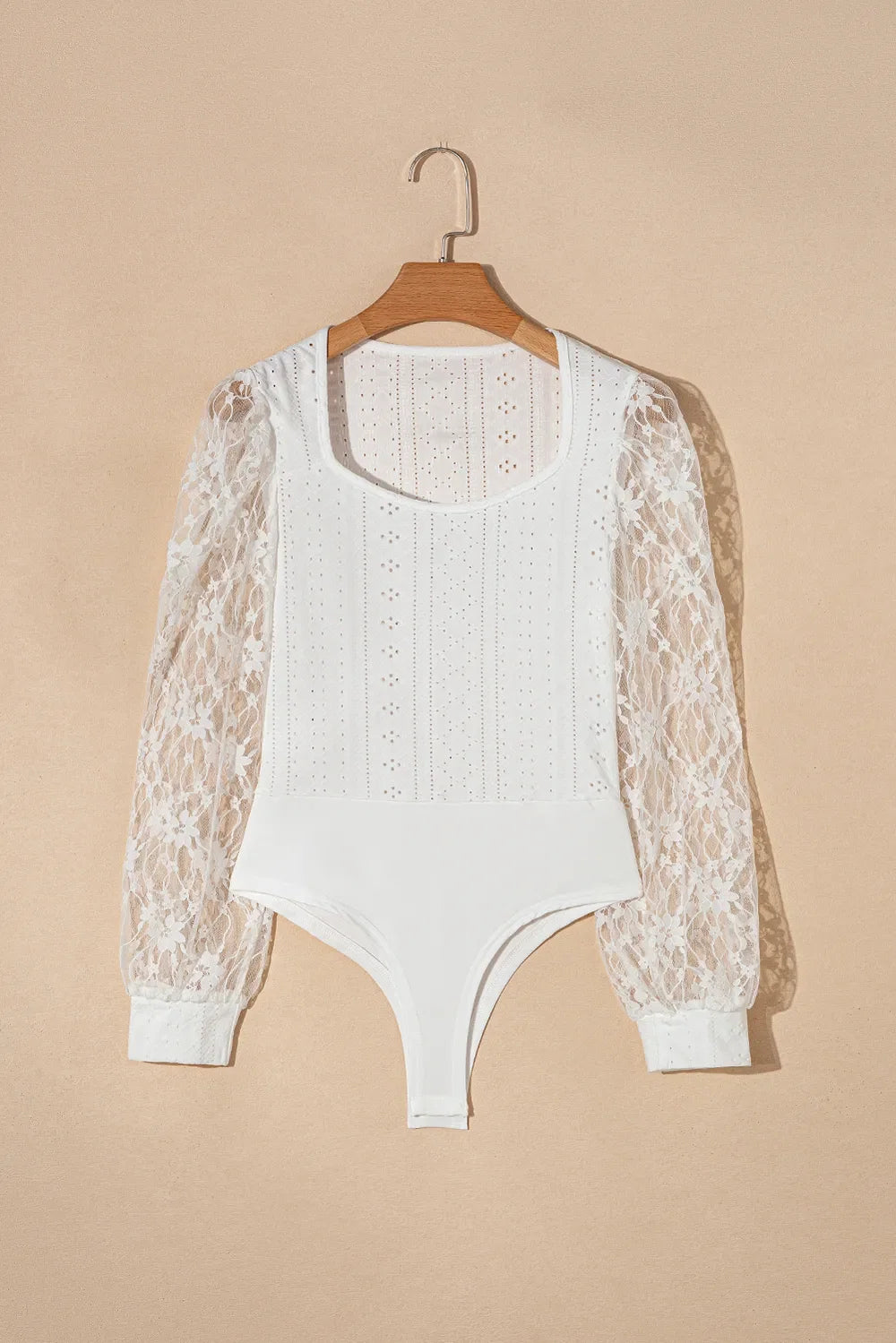 Eyelet Lace Long Sleeve Bodysuit