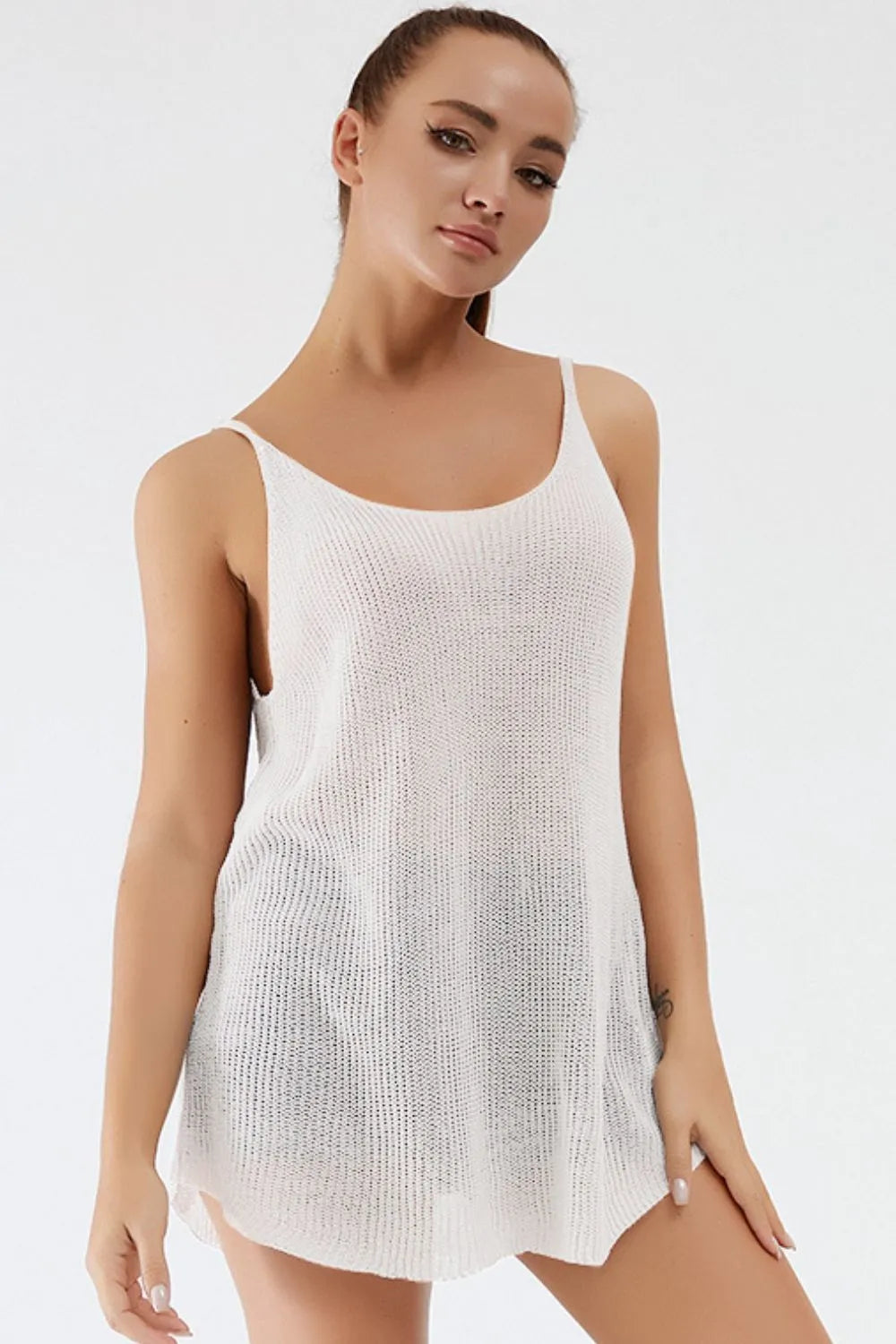 Scoop Neck Spaghetti Strap Knit Cami