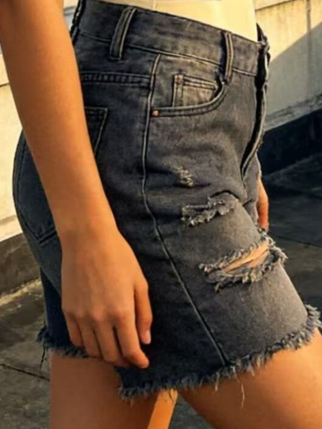 Full Size Ripped Frayed Hem Denim Shorts Plus Size