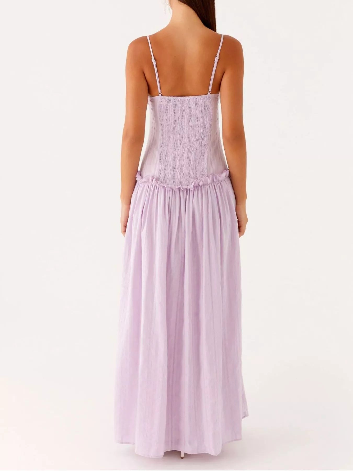 Ruched Spaghetti Strap Maxi Dress