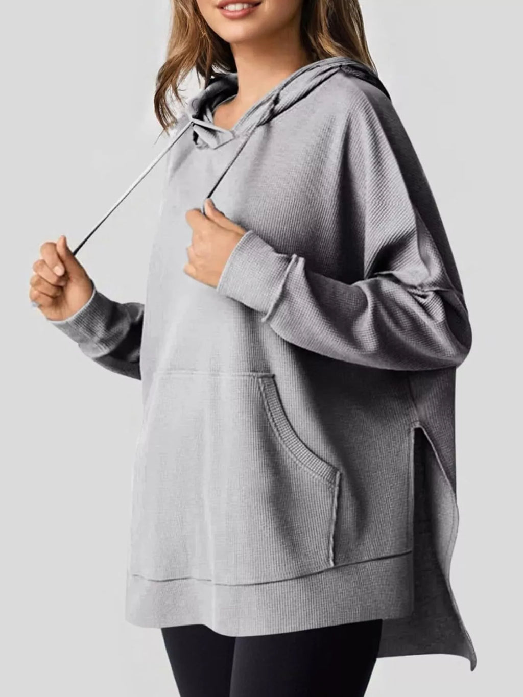 High-Low Hoodie with Kangaroo Pocket