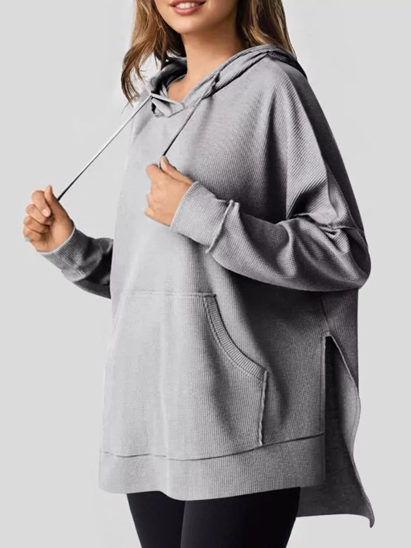 High-Low Hoodie with Kangaroo Pocket