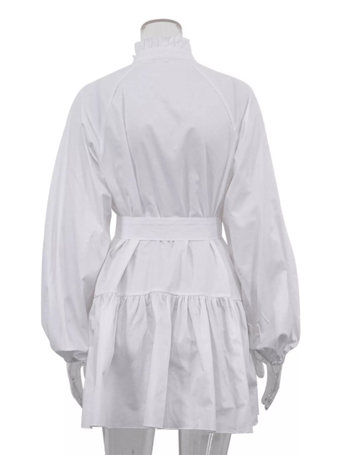 Button-Up Balloon Sleeve Mini Dress