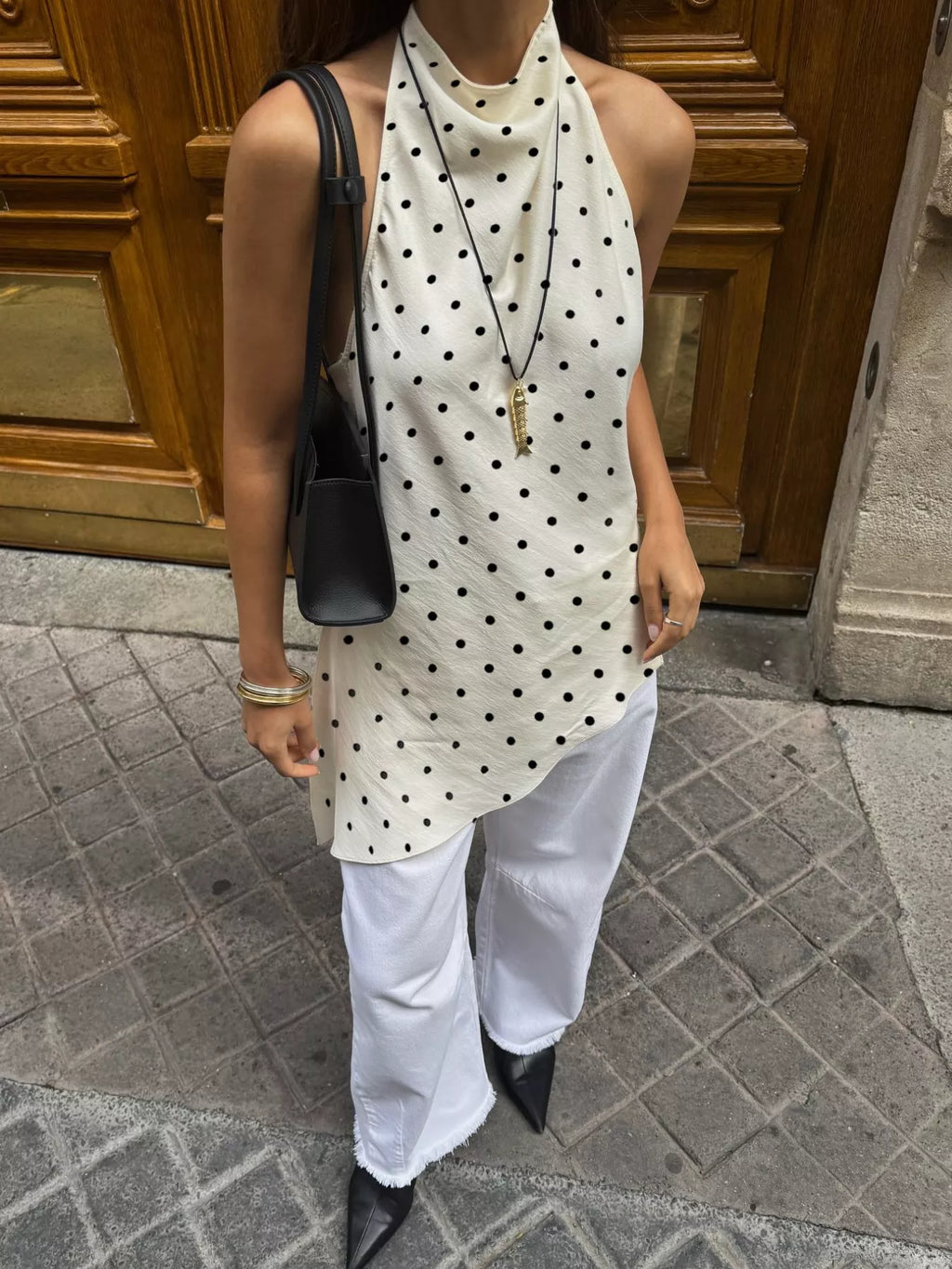 Polka Dot Halter Neck Top