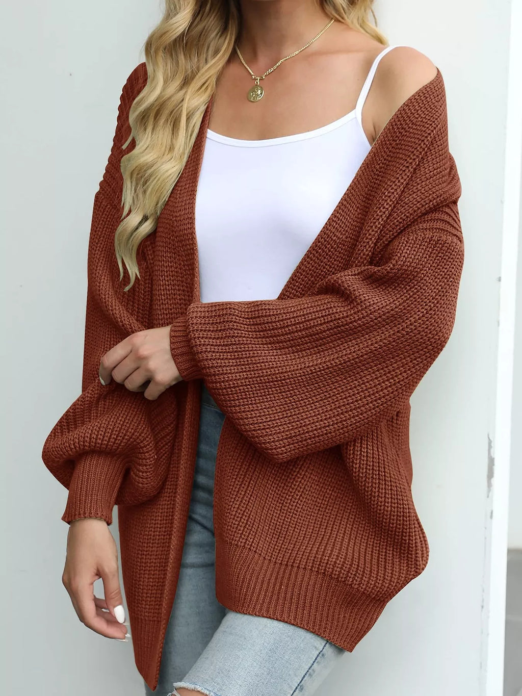 Full Size Chunky Knit Open Front Cardigan Plus Size